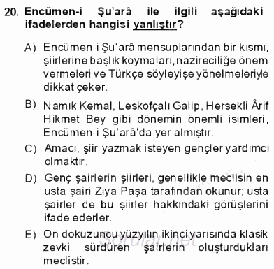 Tanzimat Dönemi Türk Edebiyatı 1 2013 - 2014 Ara Sınavı 20.Soru