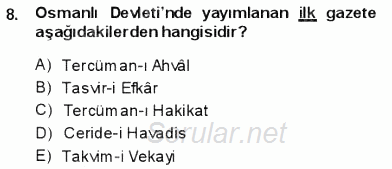 Tanzimat Dönemi Türk Edebiyatı 1 2013 - 2014 Ara Sınavı 8.Soru