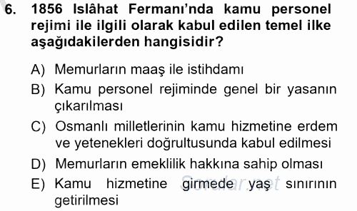 Kamu Personel Hukuku 2012 - 2013 Ara Sınavı 6.Soru