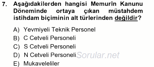 Kamu Personel Hukuku 2012 - 2013 Ara Sınavı 7.Soru