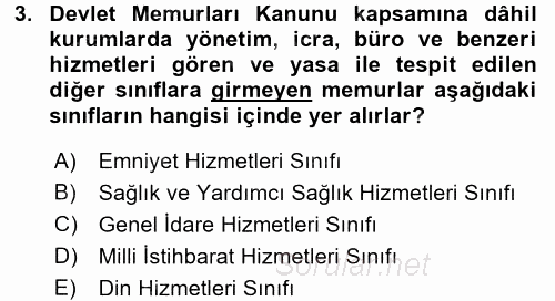 Kamu Personel Hukuku 2017 - 2018 3 Ders Sınavı 3.Soru