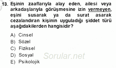 Sosyoloji 1 2013 - 2014 Dönem Sonu Sınavı 13.Soru