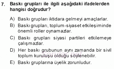 Sosyoloji 1 2013 - 2014 Dönem Sonu Sınavı 7.Soru
