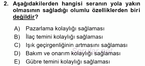 Örtü Altı Üretim Sistemleri 2016 - 2017 Ara Sınavı 2.Soru