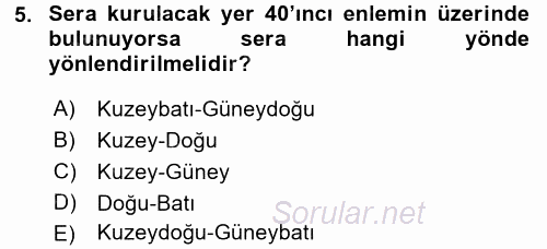 Örtü Altı Üretim Sistemleri 2016 - 2017 Ara Sınavı 5.Soru