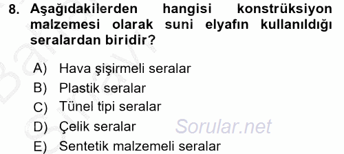 Örtü Altı Üretim Sistemleri 2016 - 2017 Ara Sınavı 8.Soru