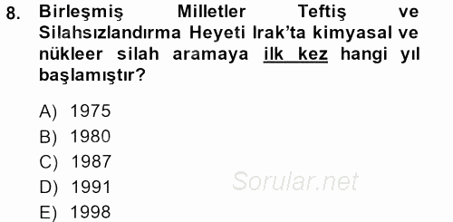 Modern Ortadoğu Tarihi 2013 - 2014 Ara Sınavı 8.Soru