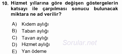 Memur Hukuku 2017 - 2018 3 Ders Sınavı 10.Soru