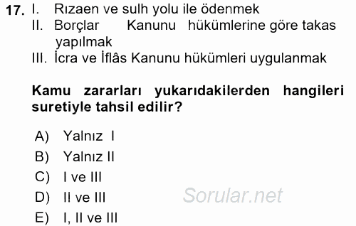 Memur Hukuku 2017 - 2018 3 Ders Sınavı 17.Soru