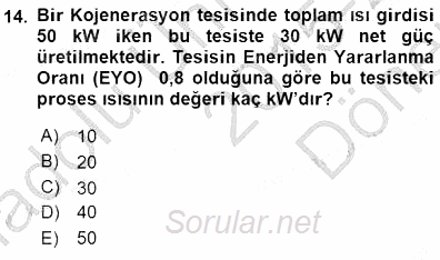 Elektrik Enerjisi Üretimi 2015 - 2016 Dönem Sonu Sınavı 14.Soru