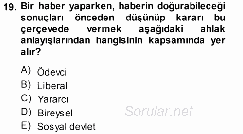 Haber Yazma Teknikleri 2014 - 2015 Tek Ders Sınavı 19.Soru