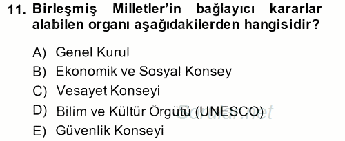 Siyasi Tarih 2 2013 - 2014 Ara Sınavı 11.Soru