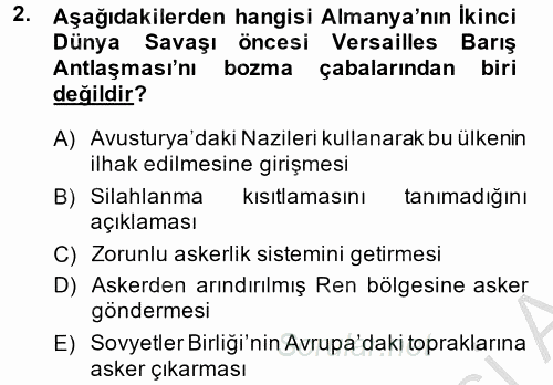 Siyasi Tarih 2 2013 - 2014 Ara Sınavı 2.Soru