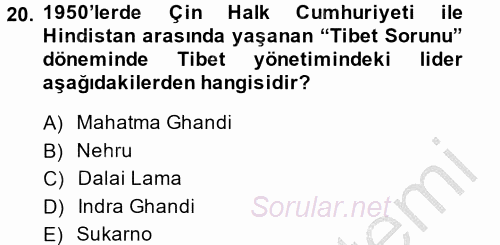 Siyasi Tarih 2 2013 - 2014 Ara Sınavı 20.Soru