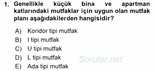 Yiyecek Üretim Temelleri 2016 - 2017 Dönem Sonu Sınavı 1.Soru