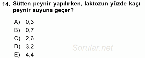 Yiyecek Üretim Temelleri 2016 - 2017 Dönem Sonu Sınavı 14.Soru