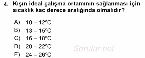 Yiyecek Üretim Temelleri 2016 - 2017 Dönem Sonu Sınavı 4.Soru