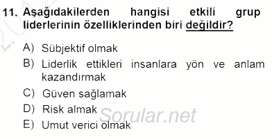 Boş Zaman ve Rekreasyon Yönetimi 2012 - 2013 Dönem Sonu Sınavı 11.Soru