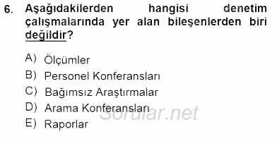 Boş Zaman ve Rekreasyon Yönetimi 2012 - 2013 Dönem Sonu Sınavı 6.Soru