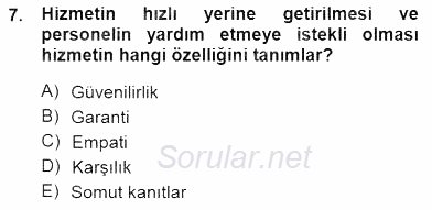 Boş Zaman ve Rekreasyon Yönetimi 2012 - 2013 Dönem Sonu Sınavı 7.Soru