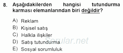 Boş Zaman ve Rekreasyon Yönetimi 2012 - 2013 Dönem Sonu Sınavı 8.Soru