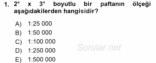 Bilgisayar Destekli Harita Yapımı 2 2016 - 2017 Ara Sınavı 1.Soru