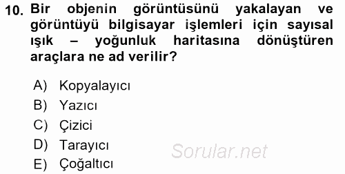 Bilgisayar Destekli Harita Yapımı 2 2016 - 2017 Ara Sınavı 10.Soru