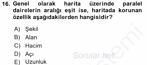 Bilgisayar Destekli Harita Yapımı 2 2016 - 2017 Ara Sınavı 16.Soru