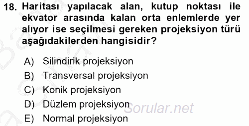 Bilgisayar Destekli Harita Yapımı 2 2016 - 2017 Ara Sınavı 18.Soru