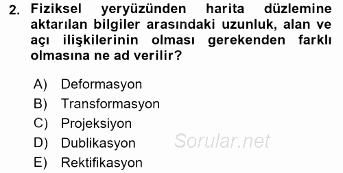 Bilgisayar Destekli Harita Yapımı 2 2016 - 2017 Ara Sınavı 2.Soru