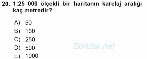 Bilgisayar Destekli Harita Yapımı 2 2016 - 2017 Ara Sınavı 20.Soru