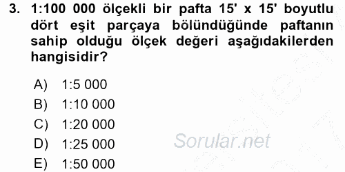Bilgisayar Destekli Harita Yapımı 2 2016 - 2017 Ara Sınavı 3.Soru