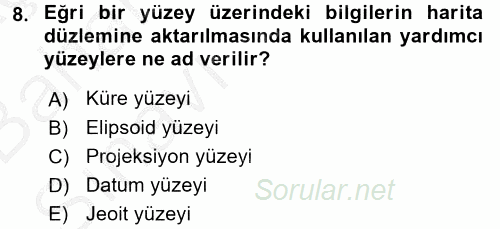 Bilgisayar Destekli Harita Yapımı 2 2016 - 2017 Ara Sınavı 8.Soru