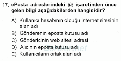 İletişim Bilgisi 2013 - 2014 Dönem Sonu Sınavı 17.Soru