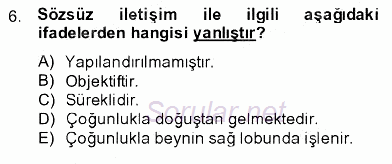 İletişim Bilgisi 2013 - 2014 Dönem Sonu Sınavı 6.Soru