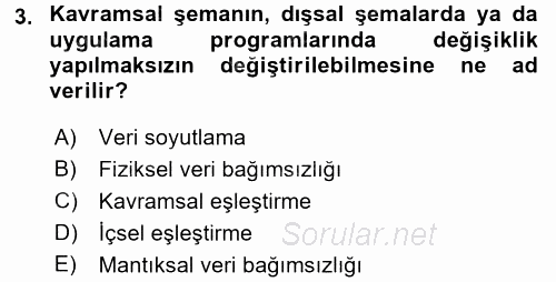 Veritabanı Sistemleri 2016 - 2017 Ara Sınavı 3.Soru