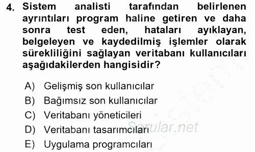 Veritabanı Sistemleri 2016 - 2017 Ara Sınavı 4.Soru