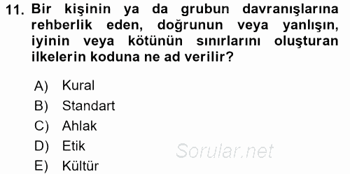 Organizasyonlarda Davranış 2015 - 2016 Dönem Sonu Sınavı 11.Soru