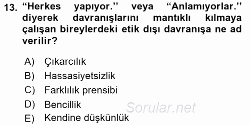 Organizasyonlarda Davranış 2015 - 2016 Dönem Sonu Sınavı 13.Soru