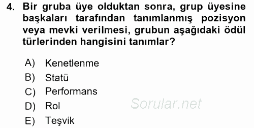 Organizasyonlarda Davranış 2015 - 2016 Dönem Sonu Sınavı 4.Soru