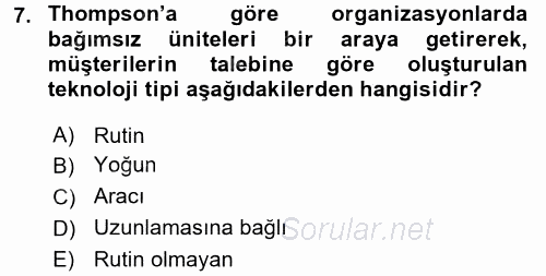 Organizasyonlarda Davranış 2015 - 2016 Dönem Sonu Sınavı 7.Soru