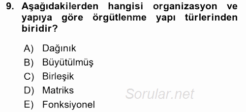 Organizasyonlarda Davranış 2015 - 2016 Dönem Sonu Sınavı 9.Soru