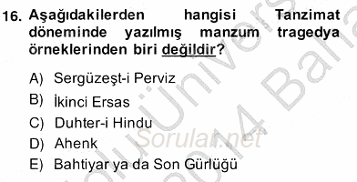 Türk Tiyatrosu 2013 - 2014 Ara Sınavı 16.Soru