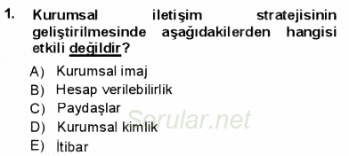 Kurumsal İletişim 2013 - 2014 Ara Sınavı 1.Soru