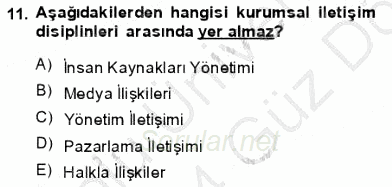 Kurumsal İletişim 2013 - 2014 Ara Sınavı 11.Soru