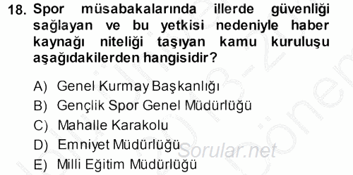 Haber Türleri 2013 - 2014 Dönem Sonu Sınavı 18.Soru