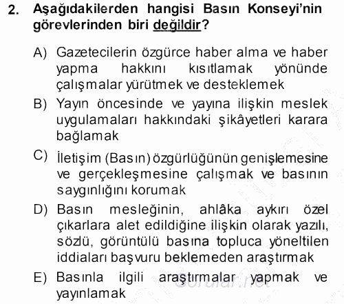 Haber Türleri 2013 - 2014 Dönem Sonu Sınavı 2.Soru