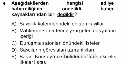 Haber Türleri 2013 - 2014 Dönem Sonu Sınavı 9.Soru