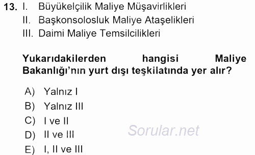 Dış Ticaretle İlgili Kurumlar ve Kuruluşlar 2015 - 2016 Ara Sınavı 13.Soru