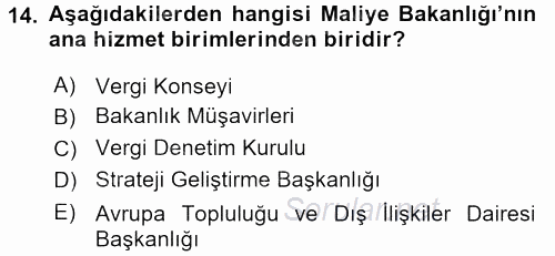 Dış Ticaretle İlgili Kurumlar ve Kuruluşlar 2015 - 2016 Ara Sınavı 14.Soru